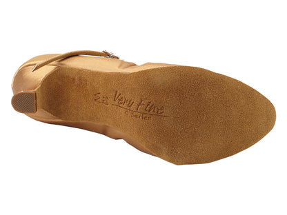 S9107B Tan Satin  with 2" Slim Heel in the photo