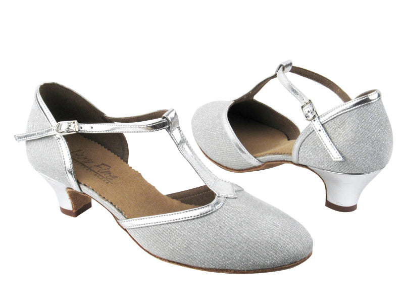 C9627 BD67 Glitter Silver Satin_BA32 Silver Leather Trim with 1.2&quot; heel in the photo