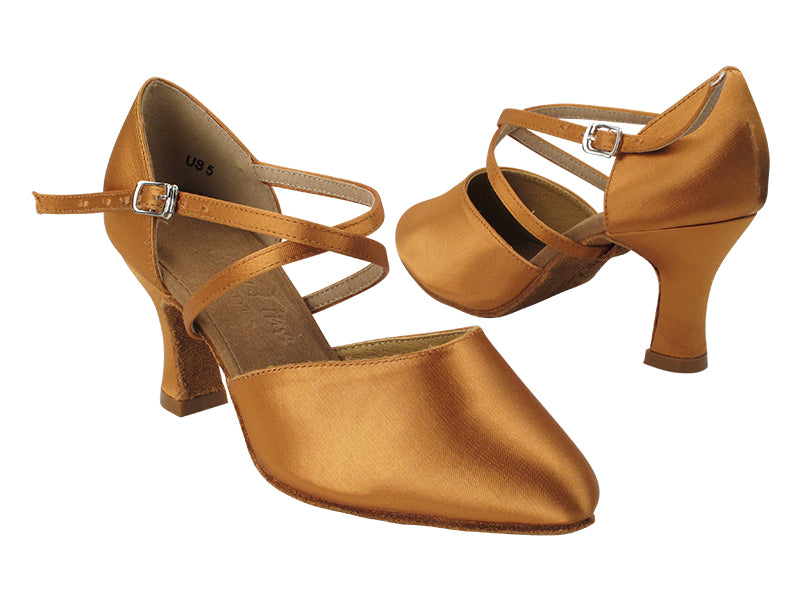 C9691 Dark Tan Satin with 2.5&quot; Spool Heel (PG) in the photo