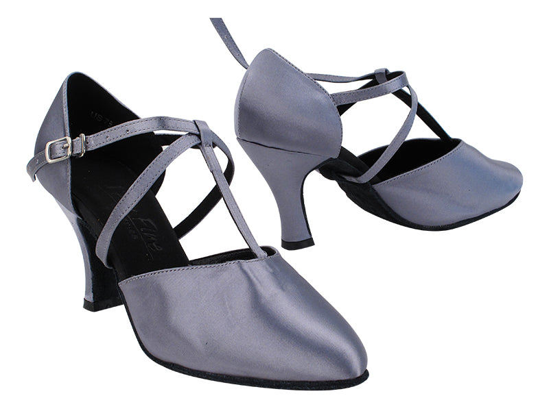 C9691 180 Grey Satin with T-Strap with 3&quot; Heel (5059) in the photo