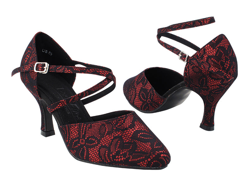 C9691 257 Red Black Lace with 2.75" Heel (11006) in the photo