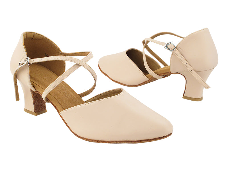 C9691 302 Light Beige Leather with 2.2&quot; Thick Cuban Heel (2317) in the photo