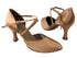 C9691 BD7 Tan Satin with 3" Flare heel in the photo