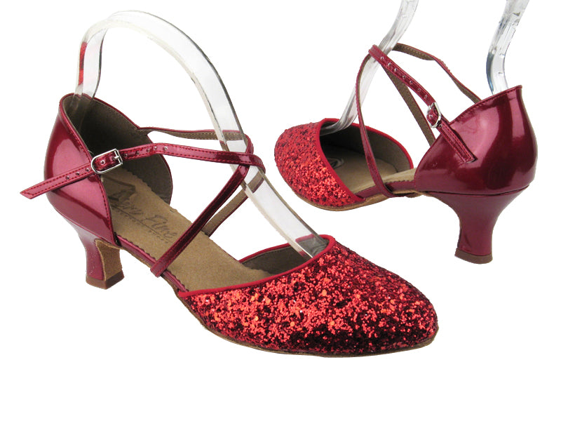 C9691 BF18 Red Sparkle (F) &amp; BA72 Red Patent (B) with 2&quot; slim heel in the photo