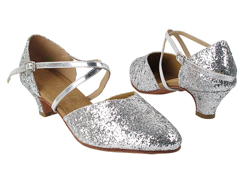 C9691 36 Silver Sparkle with 5028_1.2&quot; Cuban Heel in the photo