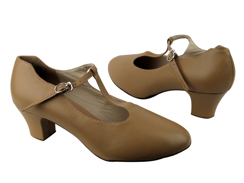 CD1111 Beige Leather with 2&quot; Medium Heel in the photo