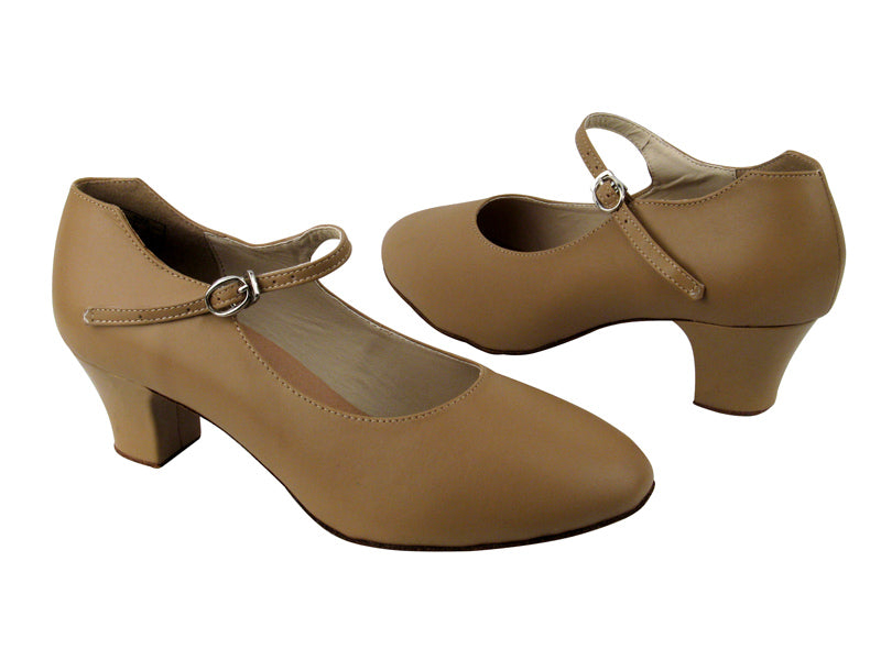 CD1112 Beige Leather with 2&quot; Medium Heel in the photo