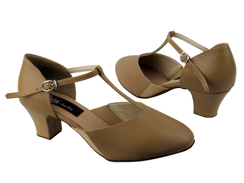 CD1113 Beige Leather with 2&quot; Medium Heel in the photo