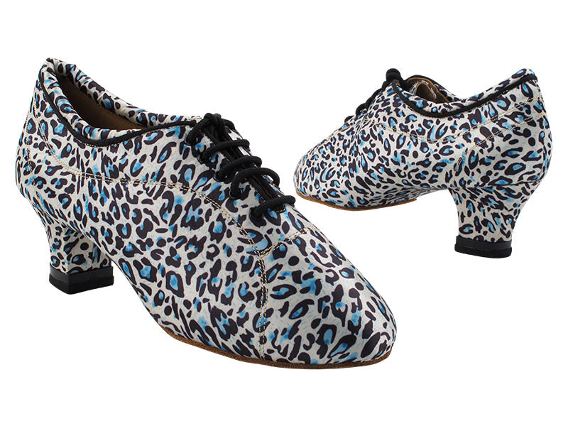 CD1116 260 Blue Leopard Satin with 1.5&quot; Thick Cuban Heel (3G09) in the photo