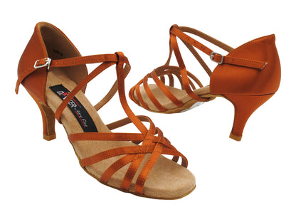 CD2001T Copper Tan Satin with 2.75" slim heel in the photo