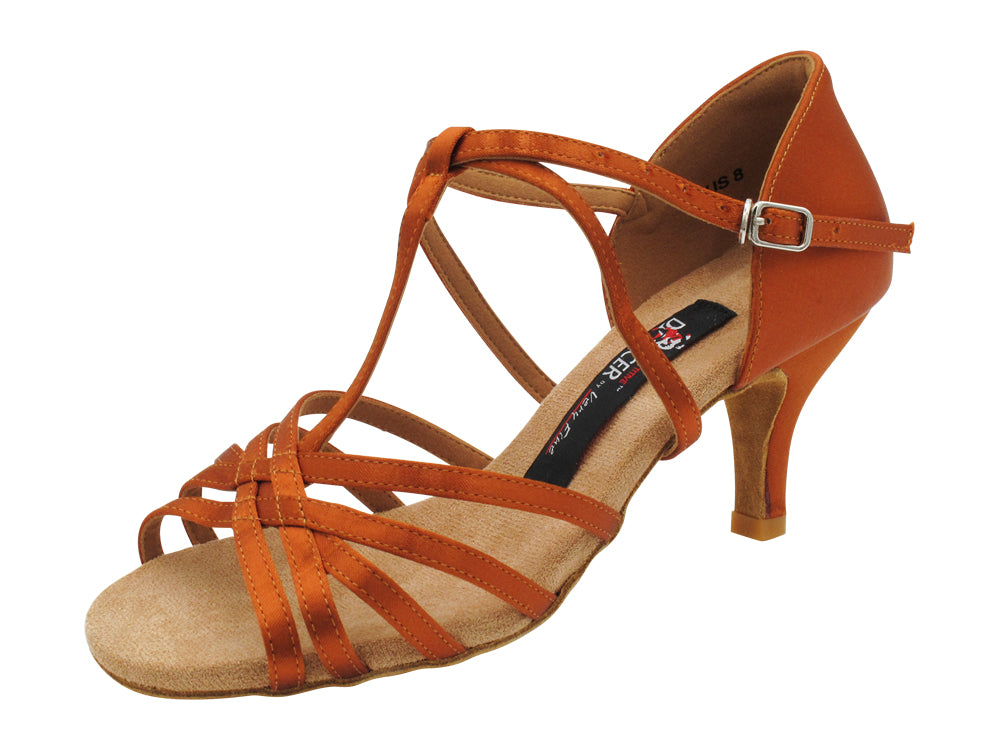CD2001T Copper Tan Satin with 2.75" slim heel in the photo