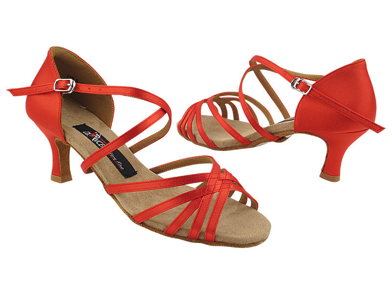 CD2001 118 Red Satin with 2.5&quot; Flare Heel (8012) in the photo