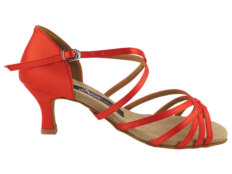 CD2001 118 Red Satin with 2.5&quot; Flare Heel (8012) in the photo