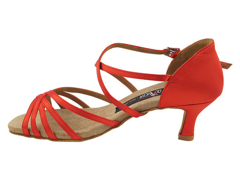 CD2001 118 Red Satin with 2.5&quot; Flare Heel (8012) in the photo