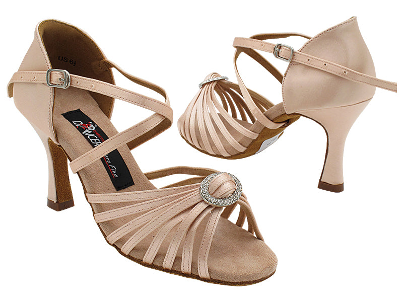 CD2030 215 Flesh Satin with 3&quot; Flare Heel (YQG) in the photo