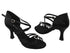 CD2030 Black Satin with 3" Flare heel in the photo