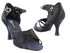 CD2056 Black Satin with 3" Flare heel in the photo