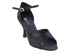 CD2076 Black Satin with 3" Flare heel in the photo