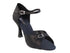 CD2158 Black Satin with 3" Flare heel in the photo