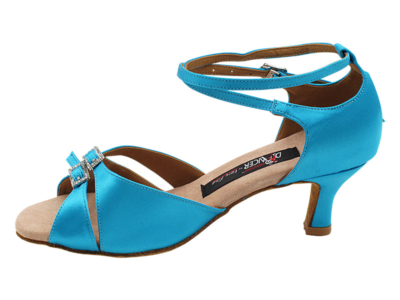 CD2176 120 Light Blue Satin with 2.5 INCH FLARE HEEL (8012) in the photo