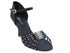 CD2803 Black Satin with 3" Flare heel in the photo