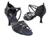 CD2805 Black Satin with 3" Flare heel in the photo