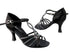 CD2806 Black Satin with 3" Flare heel in the photo