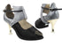 CD3001 Black Satin & Silver with 3" Gold Plated Flare Heel in the photo