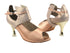 CD3001 Flesh Satin & Beige with 3" Gold Plated Flare Heel in the photo