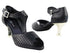 CD3003 Black Leather with 3" Gold Plated Flare Heel in the photo