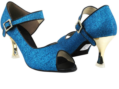 CD3005 Blue Stardust with 3&quot; Gold Plated Flare Heel in the photo