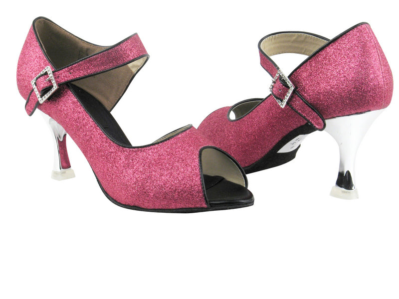 CD3005 Pink Stardust with 3&quot; Silver Plated Flare Heel in the photo