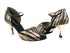 CD3009 Gold Zebra with 3" Gold Plated Flare Heel in the photo