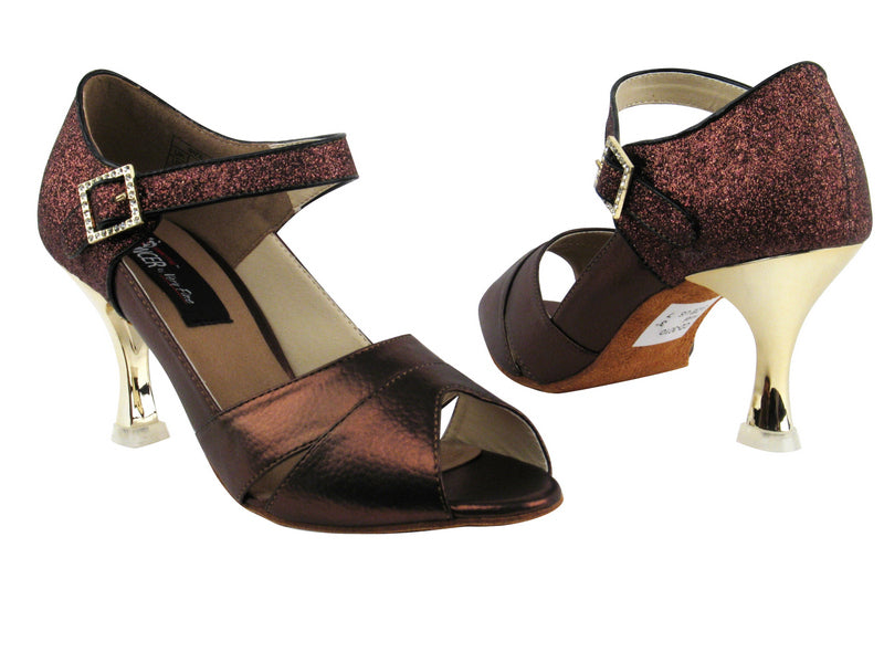 CD3010 Copper &amp; Copper Stardust with 3&quot; Gold Plated Flare Heel in the photo