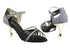 CD3012 Black Satin & Grey Stardust with 3" Gold Plated Flare Heel in the photo