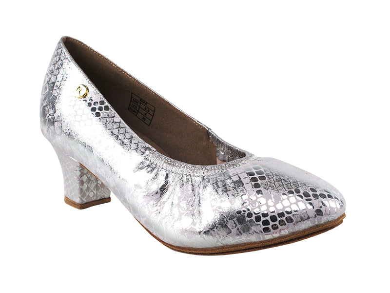 CD5013DB Silver Leather with 2" Medium Heel in the photo