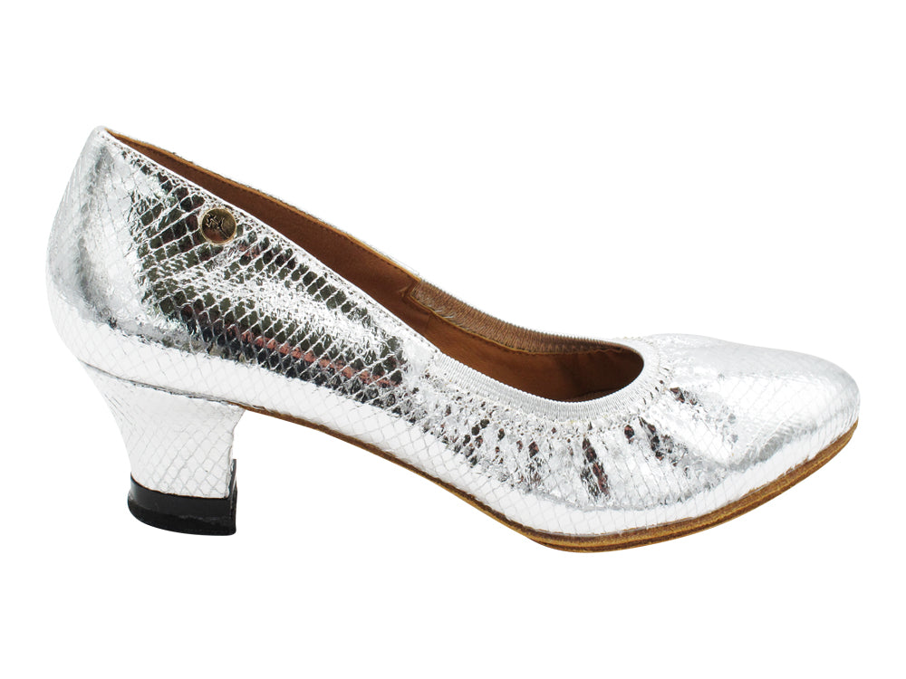 CD5013DB Snake Silver Leather with 2" Medium Heel in the photo
