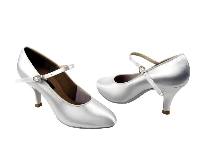 CD5024M White Satin with 2.75&quot; Slim heel in the photo