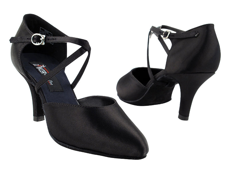 CD6017 Black Satin with 2.75&quot; Slim heel in the photo