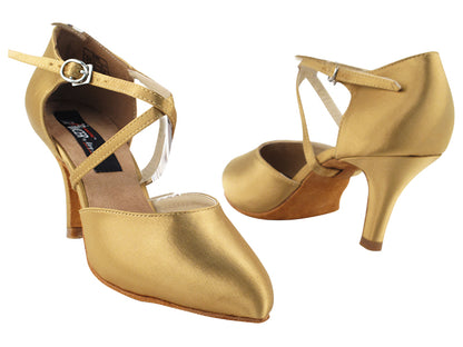 CD6017 Tan Satin with 2.75&quot; Slim heel in the photo