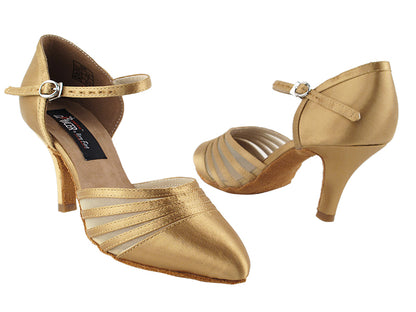 CD6033 Tan Satin with 2.75&quot; Slim heel in the photo