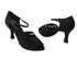 CD6100 Black Satin with 3" Flare heel in the photo