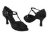 CD6200 Black Satin with 3" Flare heel in the photo