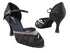 CD6801 Black Satin with 3" Flare heel in the photo