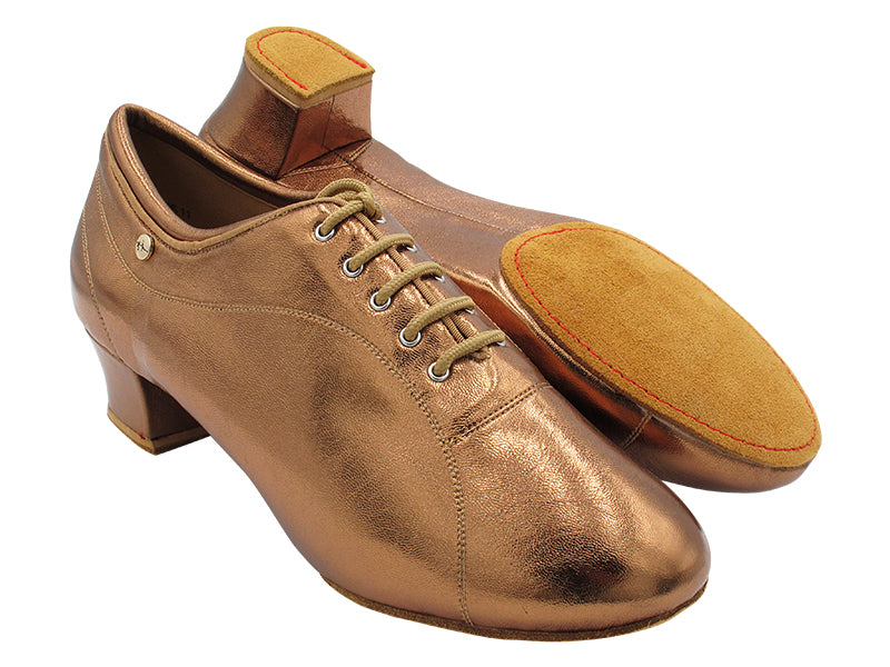 CD9316 63 Dark Tan Copper Leathert with Men 1.5&quot; Latin Heel in the photo