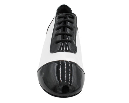 CD9322 Black Patent &amp; White Leather with 1.5" Latin heel in the photo