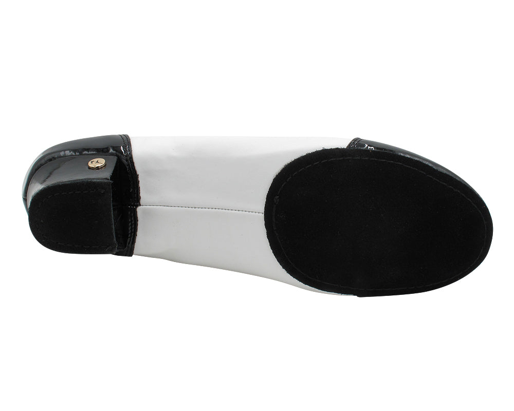 CD9322 Black Patent &amp; White Leather with 1.5" Latin heel in the photo