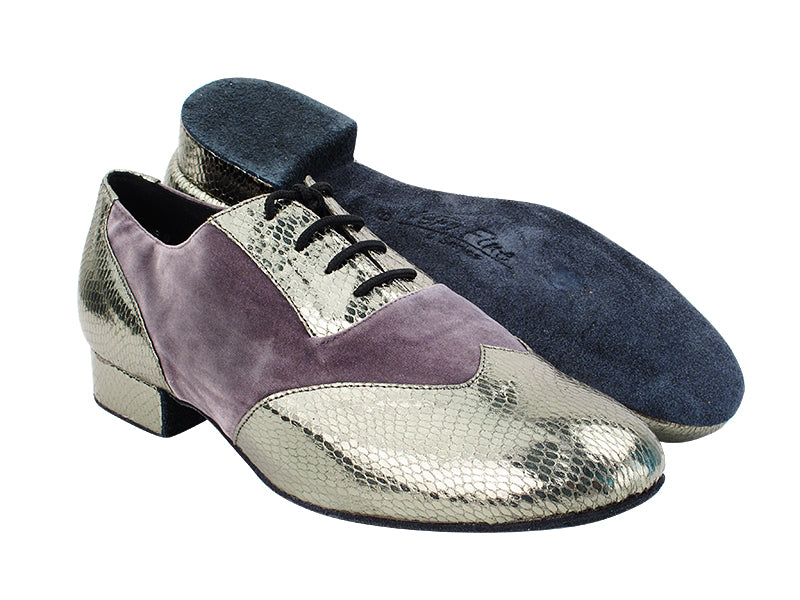 CM100101 106 Grey Snake_F_B_249 Grey Velvet_M with 1" Standard Heel (068) in the photo