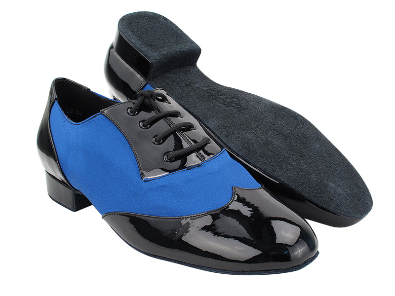 CM100101 Black Patent_114 Dark Blue Satin with 1&quot; Standard Heel (068) in the photo