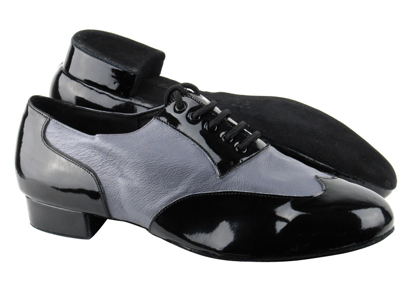 CM100101 Black Patent_BC17 Grey Light Leather with 1&quot; Heel in the photo